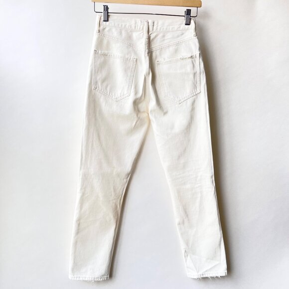 Agolde Riley Cropped Straight-Leg distressed Jeans, white, size 24 - Picture 3 of 11